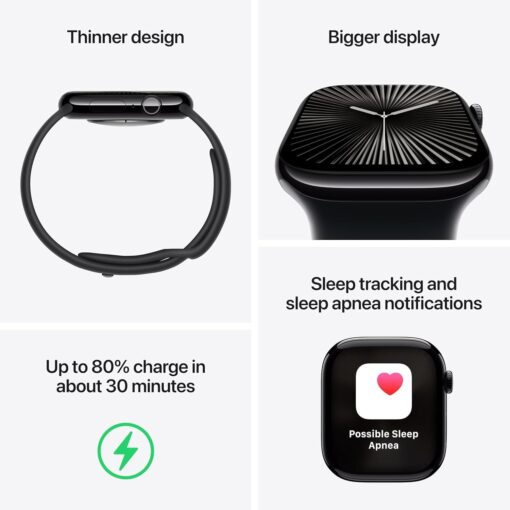 Apple Watch Series 10 (GPS + Cellular) 46mm Silver Aluminum - Denim Sport Band - Fitness, ECG, Always-On Display - Image 4