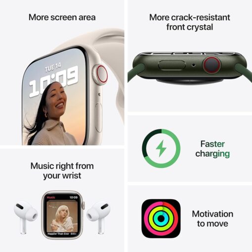 Apple Watch Series 7 (GPS + Cellular) 45mm Blue Aluminum - Abyss Blue Sport Band | Blood Oxygen & Fitness Tracker - Image 4