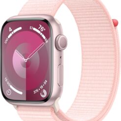 Apple Watch Series 9 (GPS) 45mm Pink Aluminum Case with Pink Sport Loop - Fitness & Blood Oxygen Tracker