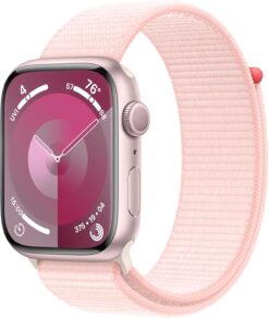 Apple Watch Series 9 (GPS) 45mm Pink Aluminum Case with Pink Sport Loop - Fitness & Blood Oxygen Tracker