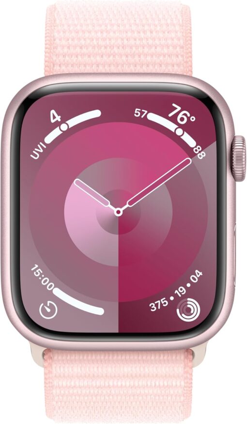 Apple Watch Series 9 (GPS) 45mm Pink Aluminum Case with Pink Sport Loop - Fitness & Blood Oxygen Tracker - Image 2