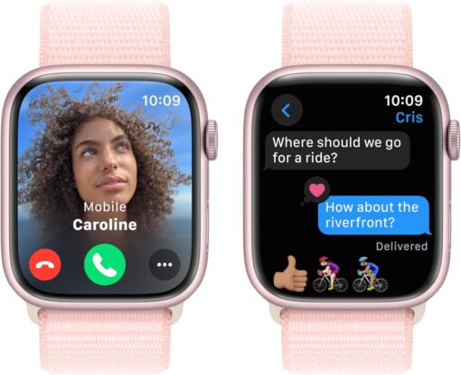 Apple Watch Series 9 (GPS) 45mm Pink Aluminum Case with Pink Sport Loop - Fitness & Blood Oxygen Tracker - Image 4