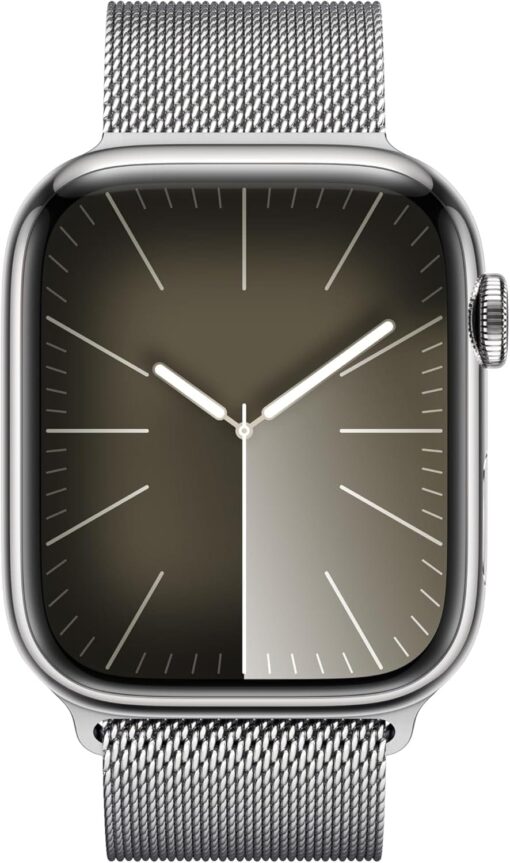 Apple Watch Series 9 (GPS + Cellular) 45mm Silver Stainless Steel Case - Milanese Loop | Blood Oxygen & Fitness Tracker - Image 2