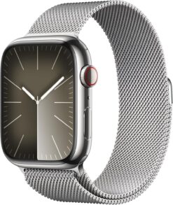 Apple Watch Series 9 (GPS + Cellular) 45mm Silver Stainless Steel Case - Milanese Loop | Blood Oxygen & Fitness Tracker