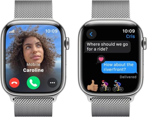 Apple Watch Series 9 (GPS + Cellular) 45mm Silver Stainless Steel Case - Milanese Loop | Blood Oxygen & Fitness Tracker - Image 4