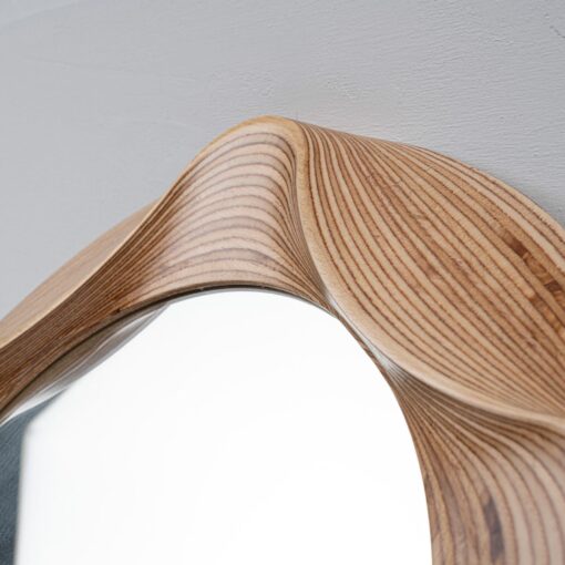 Asymmetrical Wood Mirror - Wavy Irregular Wall Decor - Handmade Round Accent Mirror - Bedroom Living Room - Unique Christmas Item - Image 4