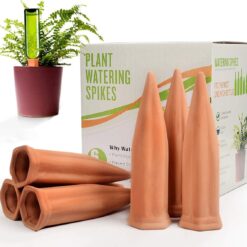 B SEPOR Plant Water Waterer Set - 6 Pack Terracotta Self Watering Spikes for Wine Bottles - Vacation Plant Watering Devices
