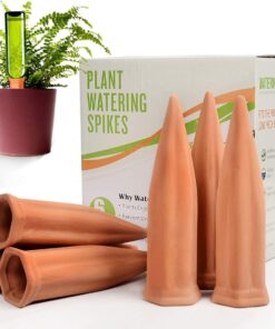 B SEPOR Plant Water Waterer Set - 6 Pack Terracotta Self Watering Spikes for Wine Bottles - Vacation Plant Watering Devices
