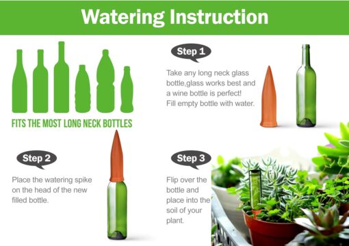 B SEPOR Plant Water Waterer Set - 6 Pack Terracotta Self Watering Spikes for Wine Bottles - Vacation Plant Watering Devices - Image 4
