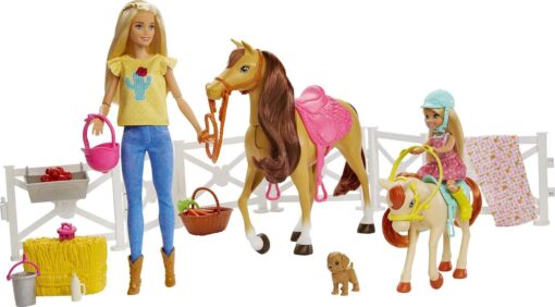 Barbie & Chelsea Horseback Riding Playset - 2 Dolls, 2 Bobbling Horses & 15+ Accessories - Ages 3+