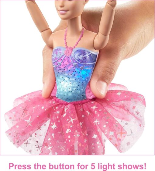 Barbie Dreamtopia Twinkle Lights Ballerina Doll - Blonde, Pink Tutu, 5 Light-Up Shows - Posable - Image 4