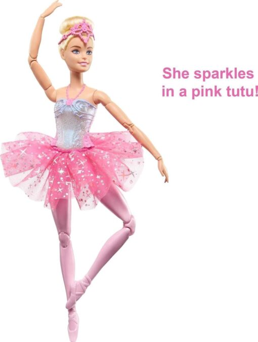 Barbie Dreamtopia Twinkle Lights Ballerina Doll - Blonde, Pink Tutu, 5 Light-Up Shows - Posable - Image 5