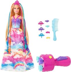 Barbie Dreamtopia Twist 'n Style Princess Doll - Blonde, Rainbow Hair Extensions - 11.5 Inch