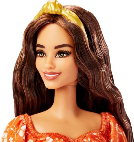 Barbie Fashionistas Doll #182 Brunette Floral Dress - Long Wavy Hair Toy - Image 3