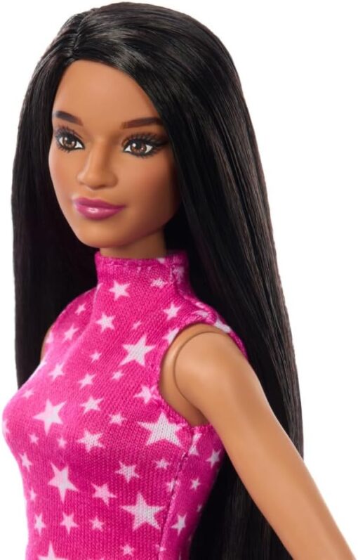 Barbie Fashionistas Doll #215 Black Hair Pink Star Top - Trendy & Stylish - Image 3