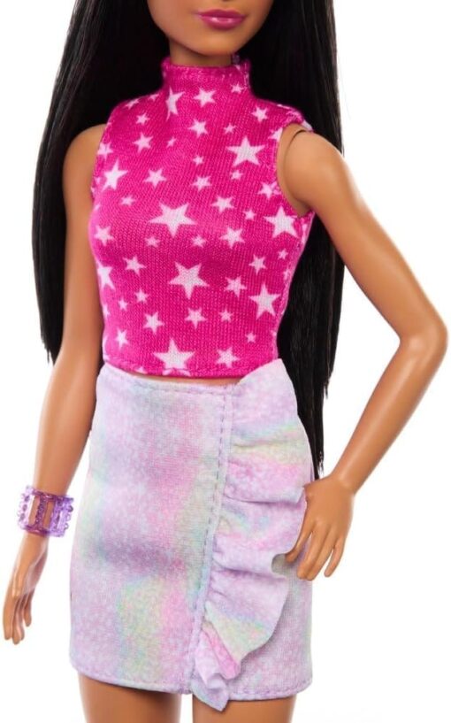 Barbie Fashionistas Doll #215 Black Hair Pink Star Top - Trendy & Stylish - Image 5