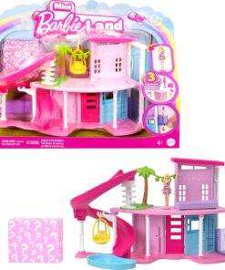 Barbie Mini Dreamhouse Playset - BarbieLand Dollhouse with 1.5" Surprise Doll & Furniture - Ages 4+