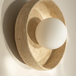 Beige Ceramic Wall Sconce - Art Deco Light Fixture - Indoor/Outdoor Unique Wall Lamp - Bedside Lighting