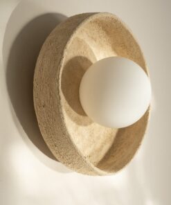 Beige Ceramic Wall Sconce - Art Deco Light Fixture - Indoor/Outdoor Unique Wall Lamp - Bedside Lighting