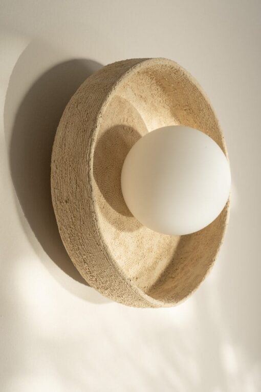 Beige Ceramic Wall Sconce - Art Deco Light Fixture - Indoor/Outdoor Unique Wall Lamp - Bedside Lighting