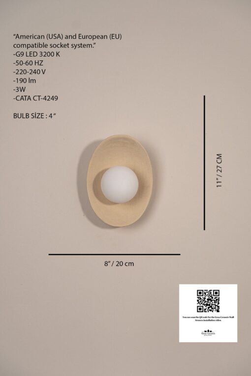 Beige Ceramic Wall Sconce - Modern Bedroom Lighting, Natural Wall Lamp, Personalized Sconce Light - Image 4