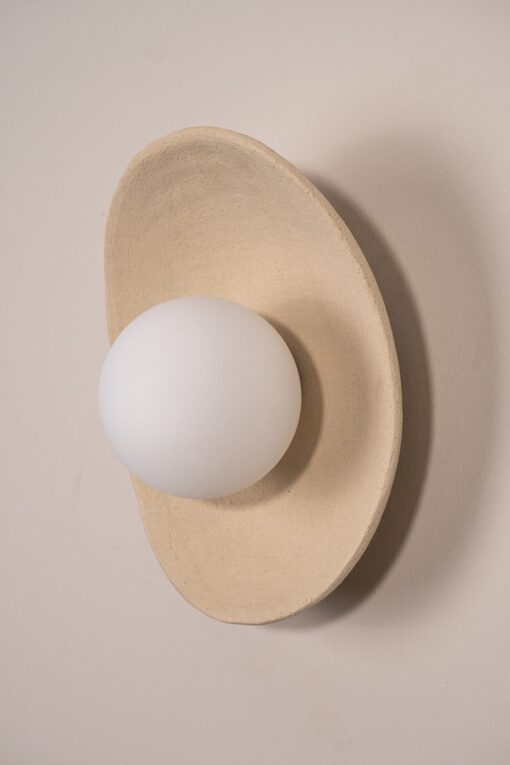 Beige Ceramic Wall Sconce - Modern Bedroom Lighting, Natural Wall Lamp, Personalized Sconce Light - Image 2
