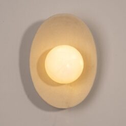 Beige Ceramic Wall Sconce - Modern Bedroom Lighting, Natural Wall Lamp, Personalized Sconce Light