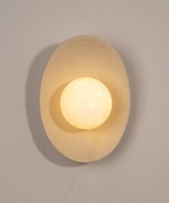 Beige Ceramic Wall Sconce - Modern Bedroom Lighting, Natural Wall Lamp, Personalized Sconce Light