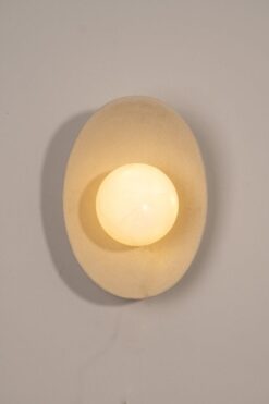 Beige Ceramic Wall Sconce - Modern Bedroom Lighting, Natural Wall Lamp, Personalized Sconce Light
