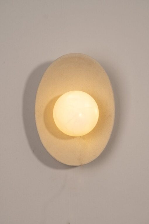 Beige Ceramic Wall Sconce - Modern Bedroom Lighting, Natural Wall Lamp, Personalized Sconce Light