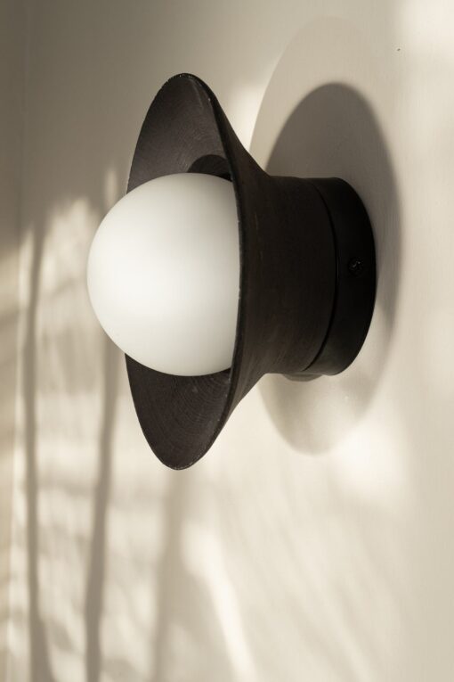 Black Wabi Sabi Ceramic Wall Sconce | Rustic Bedside Lamp | Home Decor Lighting - Image 4