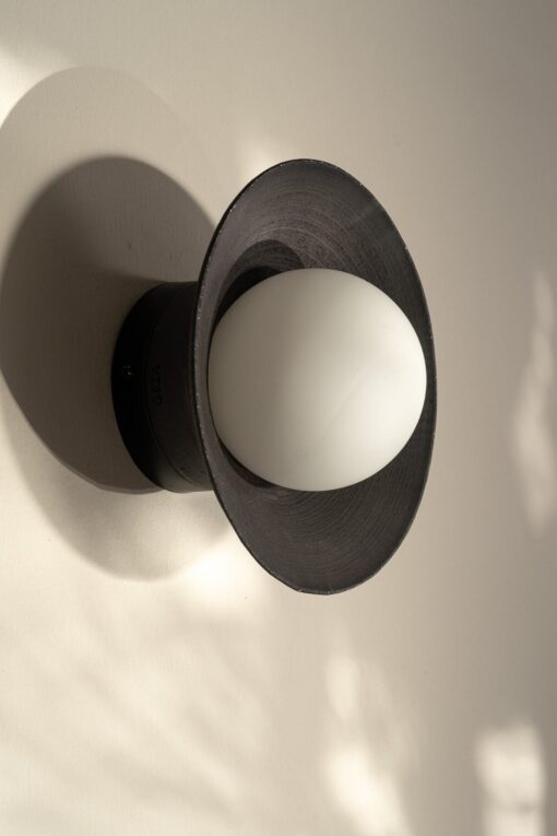 Black Wabi Sabi Ceramic Wall Sconce | Rustic Bedside Lamp | Home Decor Lighting - Image 2