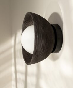 Black Wabi Sabi Wall Sconce - Large Stoneware Rustic Wall Lamp - Organic Modern Bedside Light - Home Decor