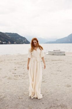 Boho Gauze Wrap Dress - Button Front Midi Dress - Women's Summer Bohemian Sundress