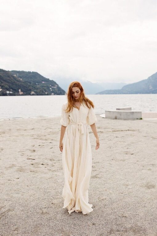 Boho Gauze Wrap Dress - Button Front Midi Dress - Women's Summer Bohemian Sundress