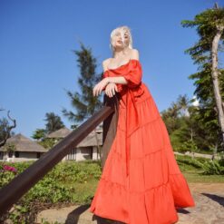 Boho Off Shoulder Silk Maxi Dress Women's Long Beach Sundress