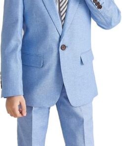 Boys Linen Suit Set Slim Fit - ELPA Kids Outfit for Party Holiday Wedding
