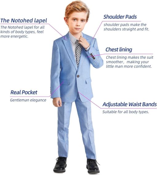 Boys Linen Suit Set Slim Fit - ELPA Kids Outfit for Party Holiday Wedding - Image 2
