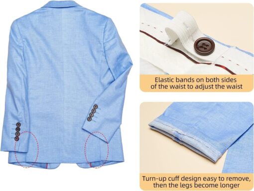 Boys Linen Suit Set Slim Fit - ELPA Kids Outfit for Party Holiday Wedding - Image 4