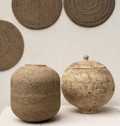 Brown Ceramic Vase - Large Handmade Milk Coffee Decor - Unique Textured Pottery for Shelf, New Home & Hostess Item