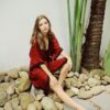 Burgundy Silk Robe for Women - Handmade Bridesmaid Robe - Short Silk Nightgown - Item for Her