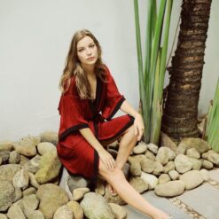 Burgundy Silk Robe for Women - Handmade Bridesmaid Robe - Short Silk Nightgown - Item for Her
