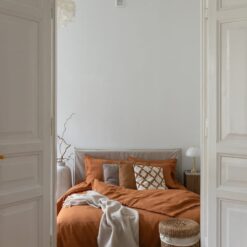 Cinnamon Linen Bedding Set - 100% Flax Linen Duvet Cover & 2 Pillowcases - Queen King Twin