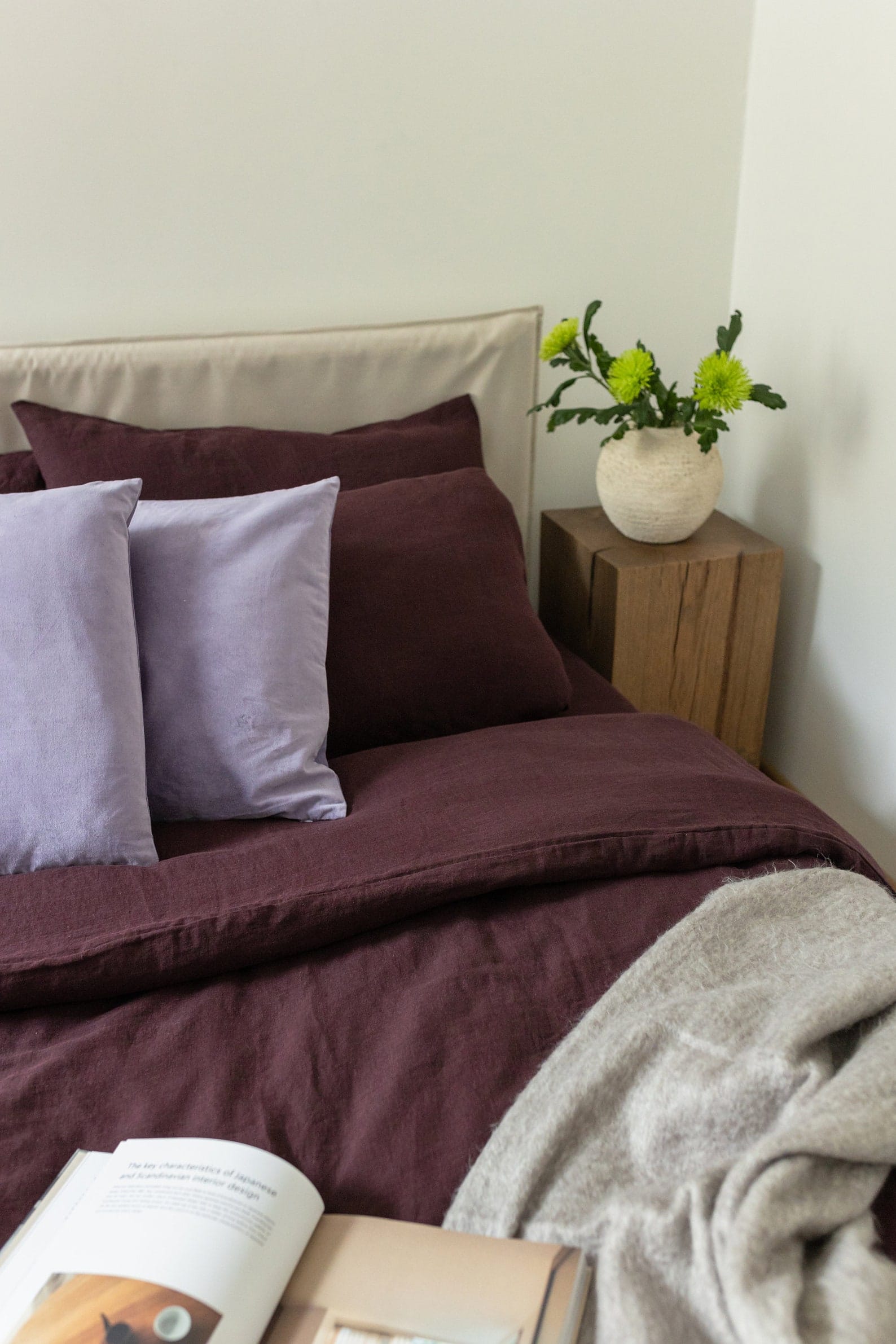 Dark Purple Linen Bedding Set - Organic Flax Duvet Cover & Pillowcases - Queen King Twin - Image 5