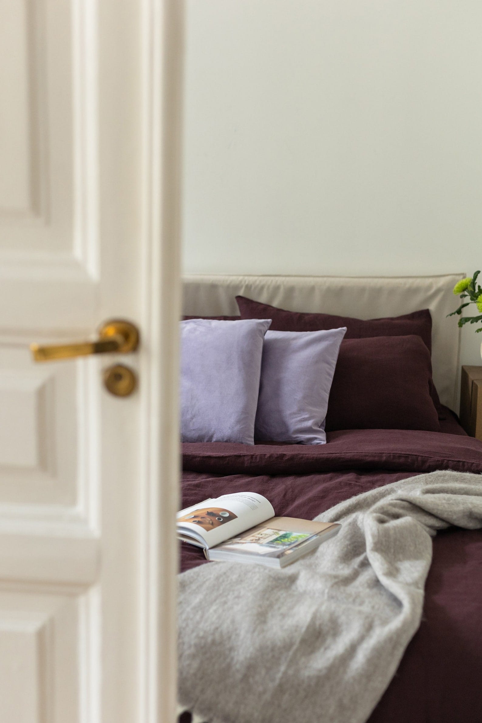Dark Purple Linen Bedding Set - Organic Flax Duvet Cover & Pillowcases - Queen King Twin - Image 3