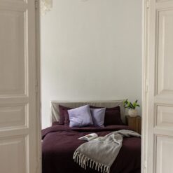 Dark Purple Linen Bedding Set - Organic Flax Duvet Cover & Pillowcases - Queen King Twin
