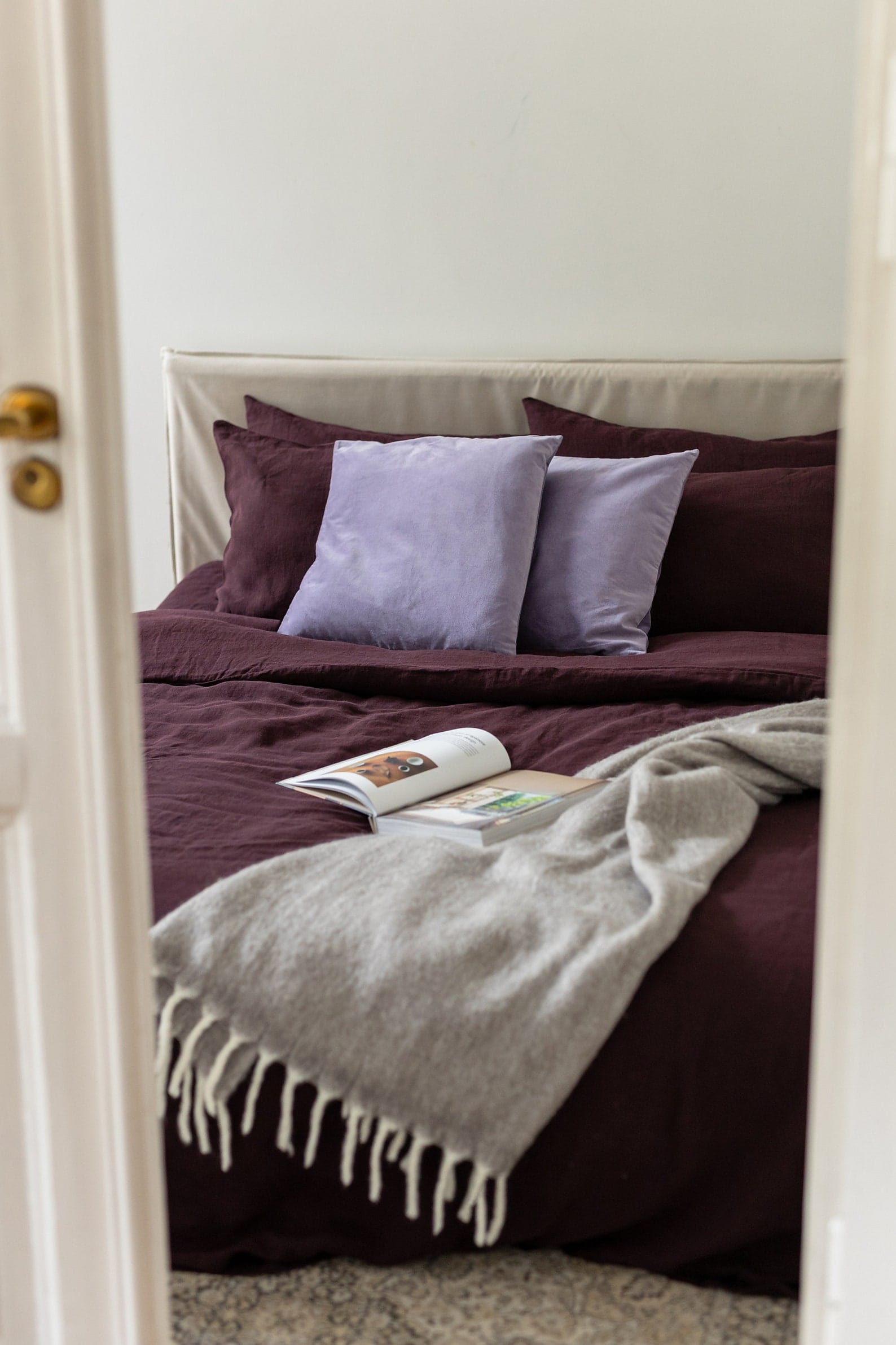 Dark Purple Linen Bedding Set - Organic Flax Duvet Cover & Pillowcases - Queen King Twin - Image 4