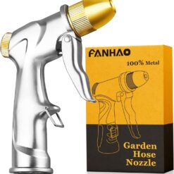 FANHAO Heavy Duty Garden Hose Nozzle - 4 Spray Modes, High Pressure Metal Sprayer for Car Wash, Lawn & Pet Watering