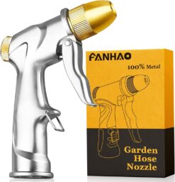 FANHAO Heavy Duty Garden Hose Nozzle - 4 Spray Modes, High Pressure Metal Sprayer for Car Wash, Lawn & Pet Watering