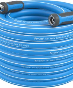 Fevone 80 ft Heavy Duty Garden Hose - 600 PSI Kink-Free Water Hose - Durable & Flexible Hybrid Polymer - Aluminum Fittings - Drinking Water Safe